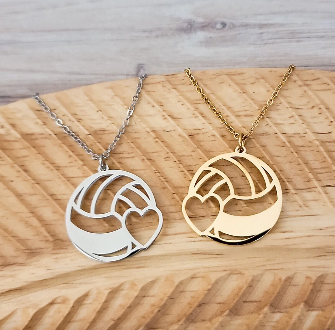 Personalized Volleyball Necklace with Number and Initials