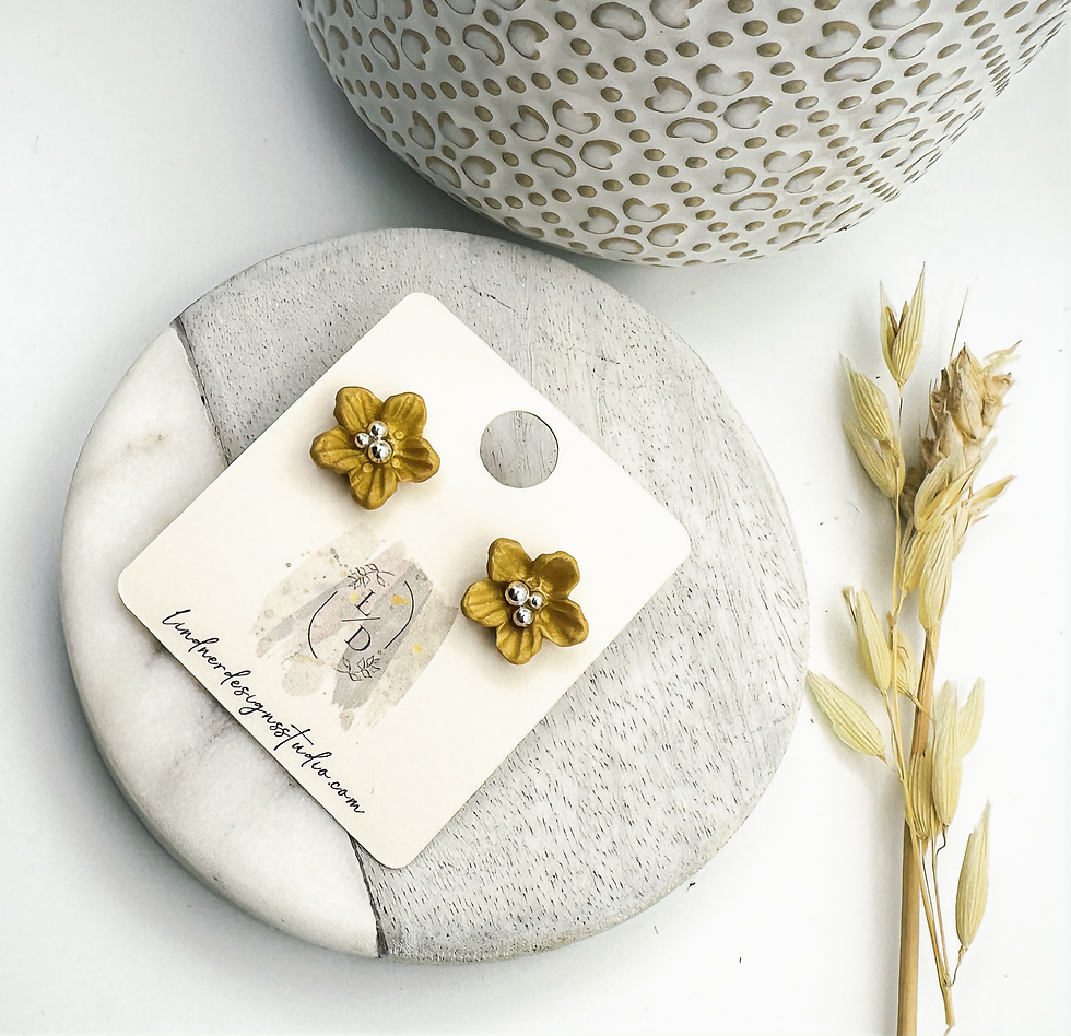 Golden Mustard Flower Stud Earrings