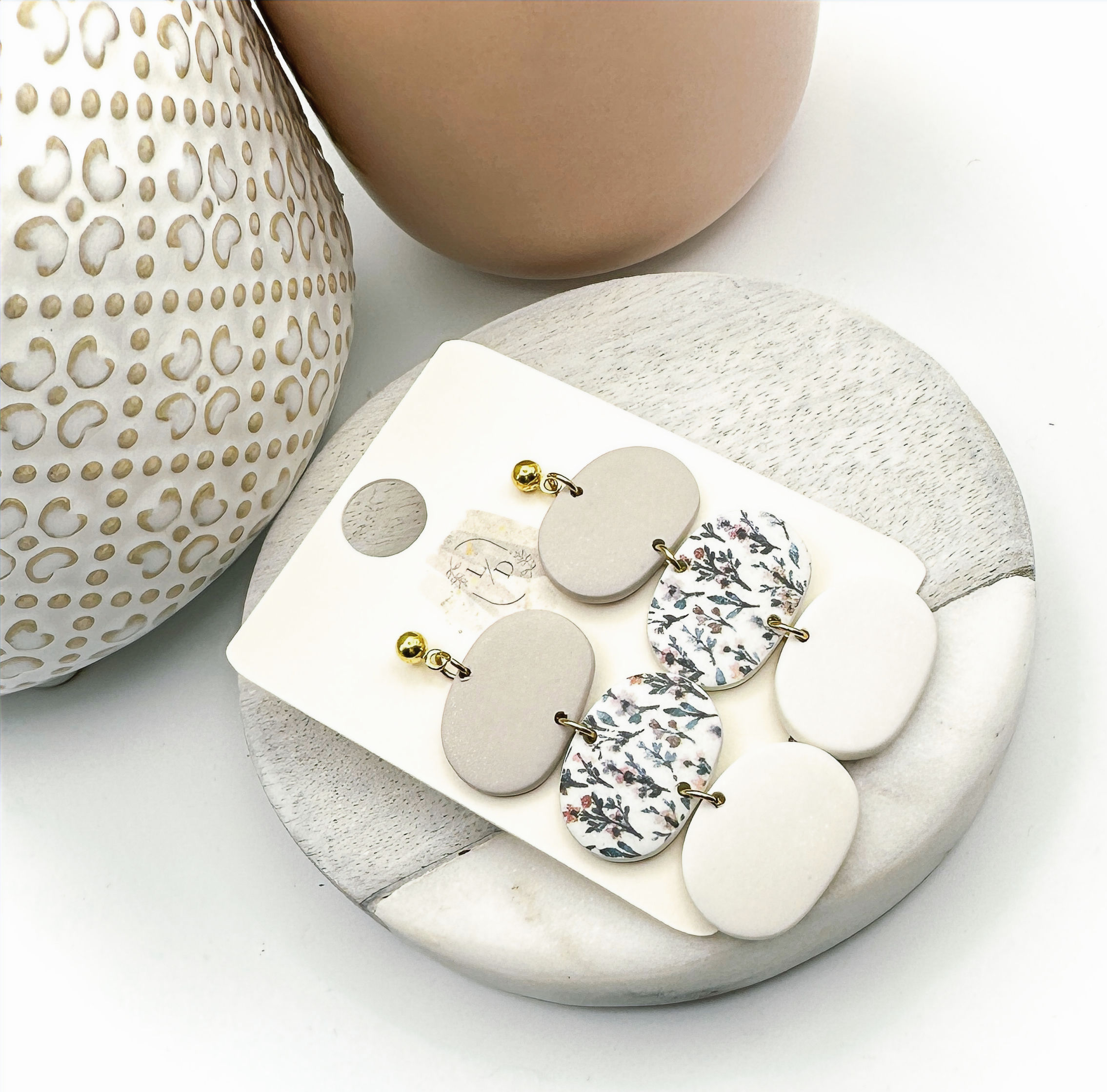 Floral Pebble Drop Earrings