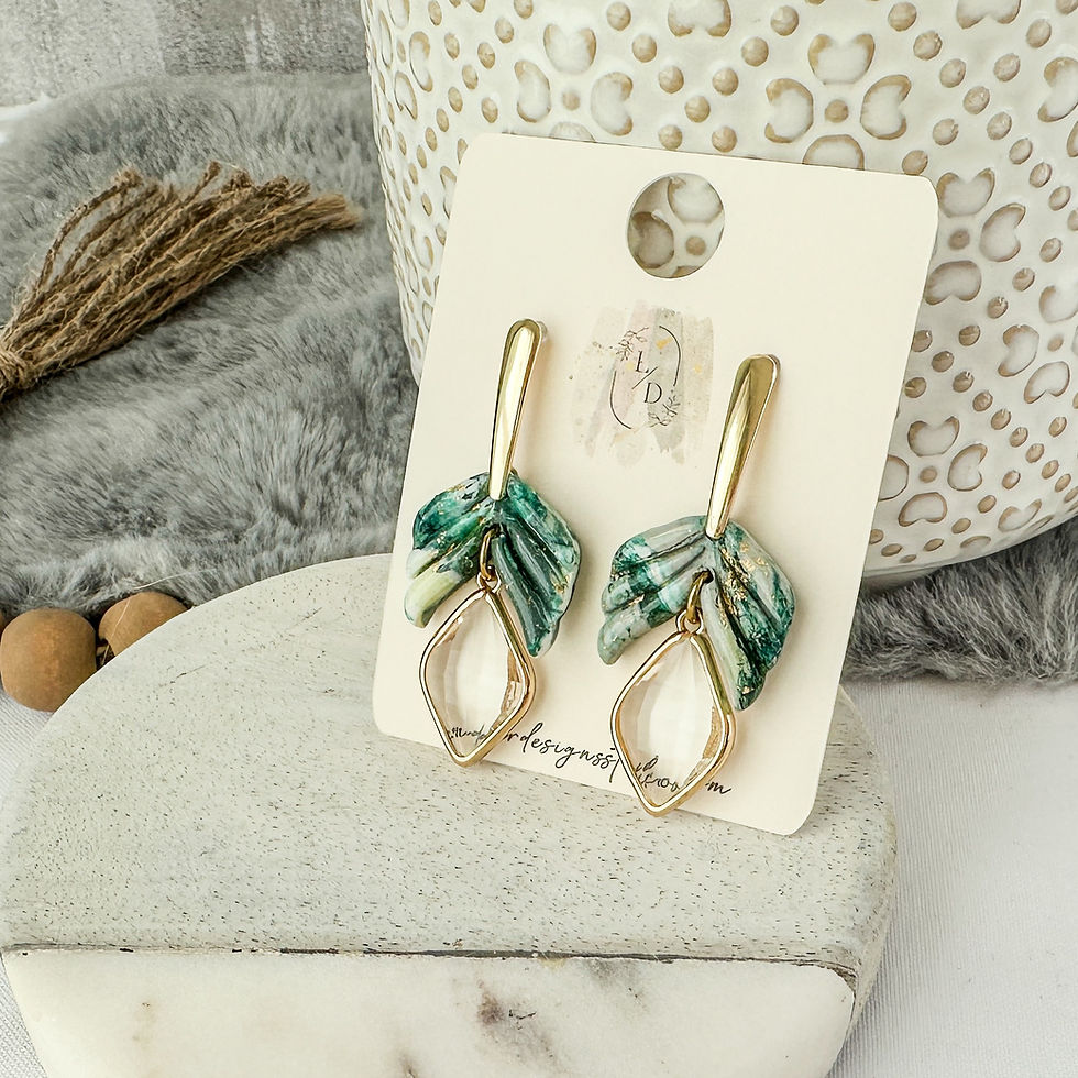 Deep Green Marble Drop Earrings