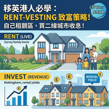 【英國買樓2026】移英港人必學「Rentvesting」致富策略:自己租靚區住,買二線城市收息!手揸300萬點部署?