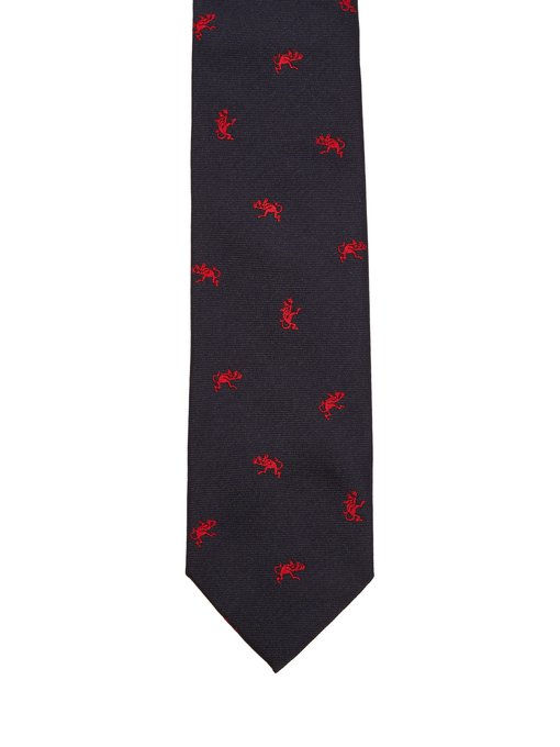 Thumbnail: DUNHILL Tweenie Devil embroidered silk tie