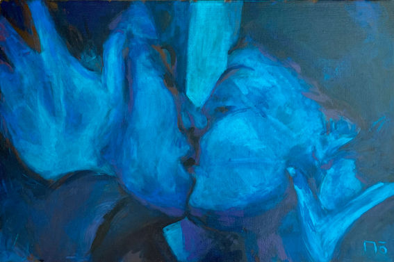 Men, kiss, kissing, close up