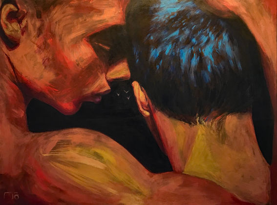 Men, love, gays, close up, heads, 3 birds