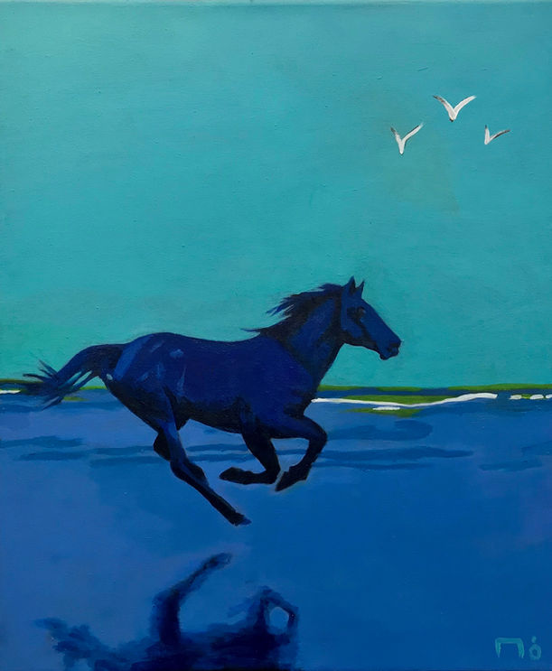 Horse, running, sea, beach