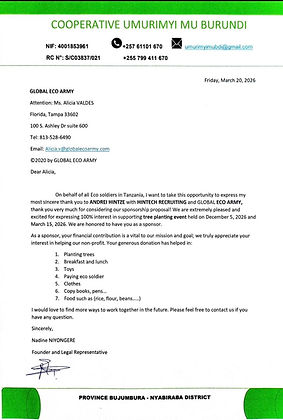 Tanzania Thank You Letter to Global Eco Army