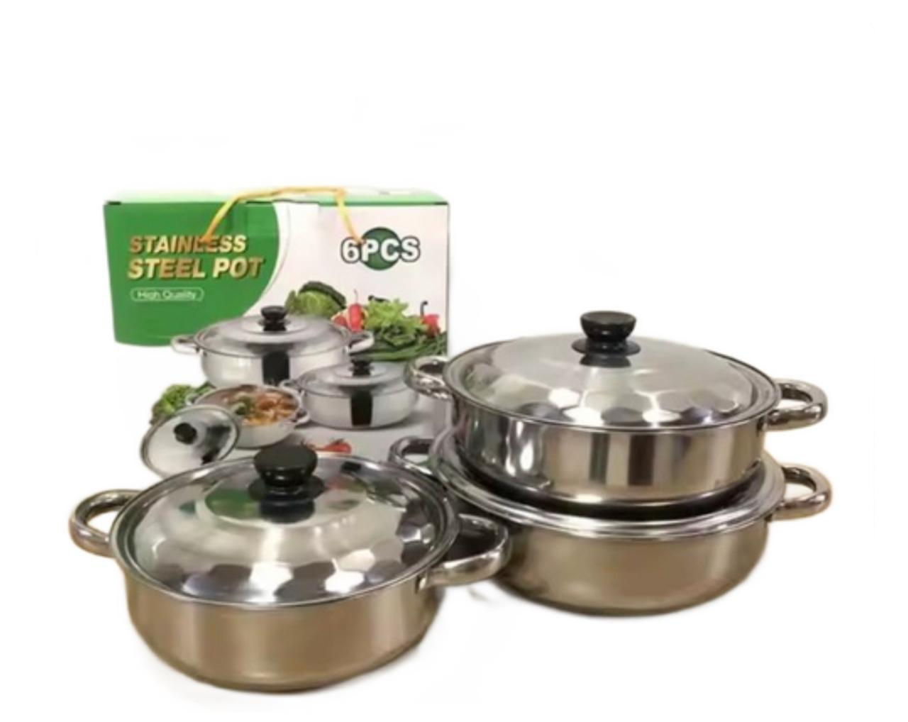 Stainless Steel Pots 26cm - 6pc