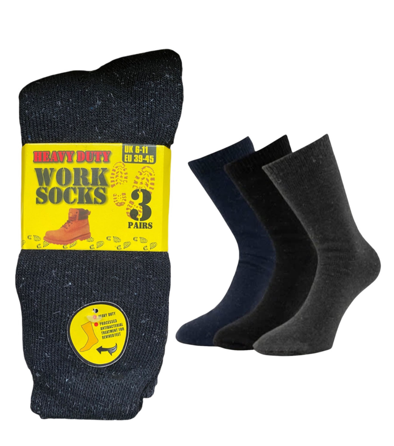 Heavy Duty Work Socks - 3 pack