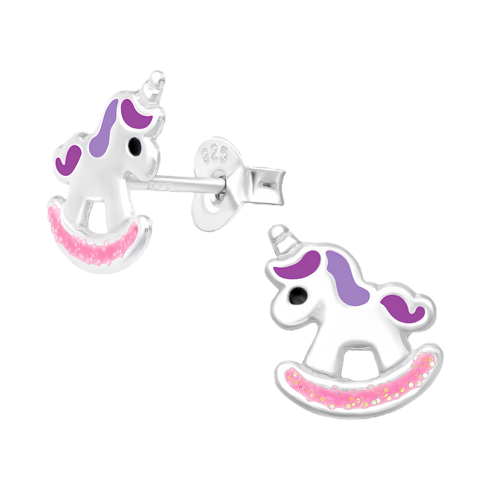 Kinder oorbellen hobbelpaard / Unicorn - 925 sterling zilver Oorstekers