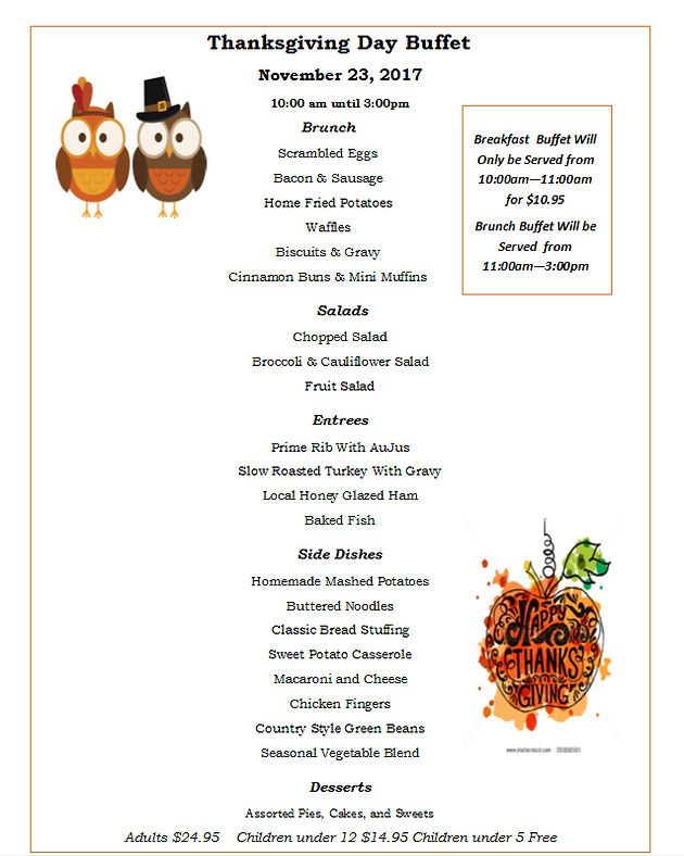 Thanksgiving Buffet Menu