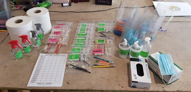 Rouleaux de papier toilette, gel hydroalcoolique, masques, lingettes et visières