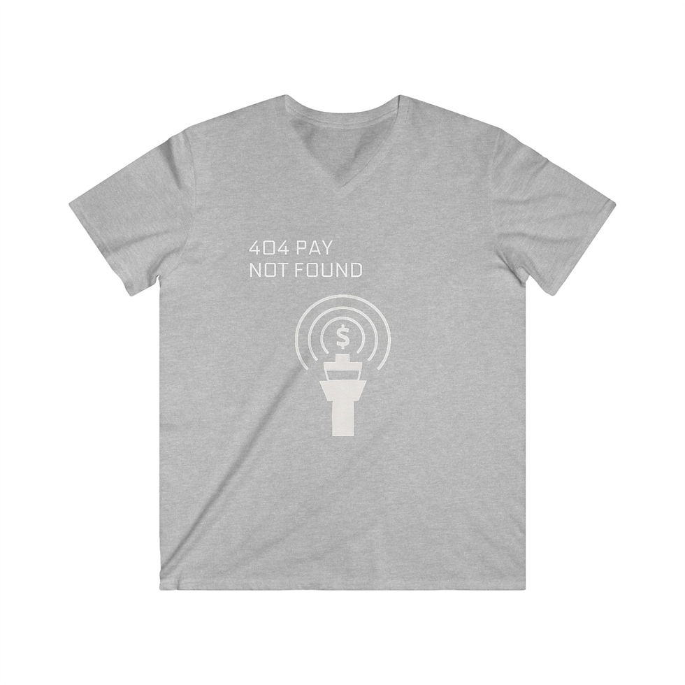 Thumbnail: 404 Pay Not Found V-Neck Tee — Funny Tech / Cryptocurrency T-Shirt