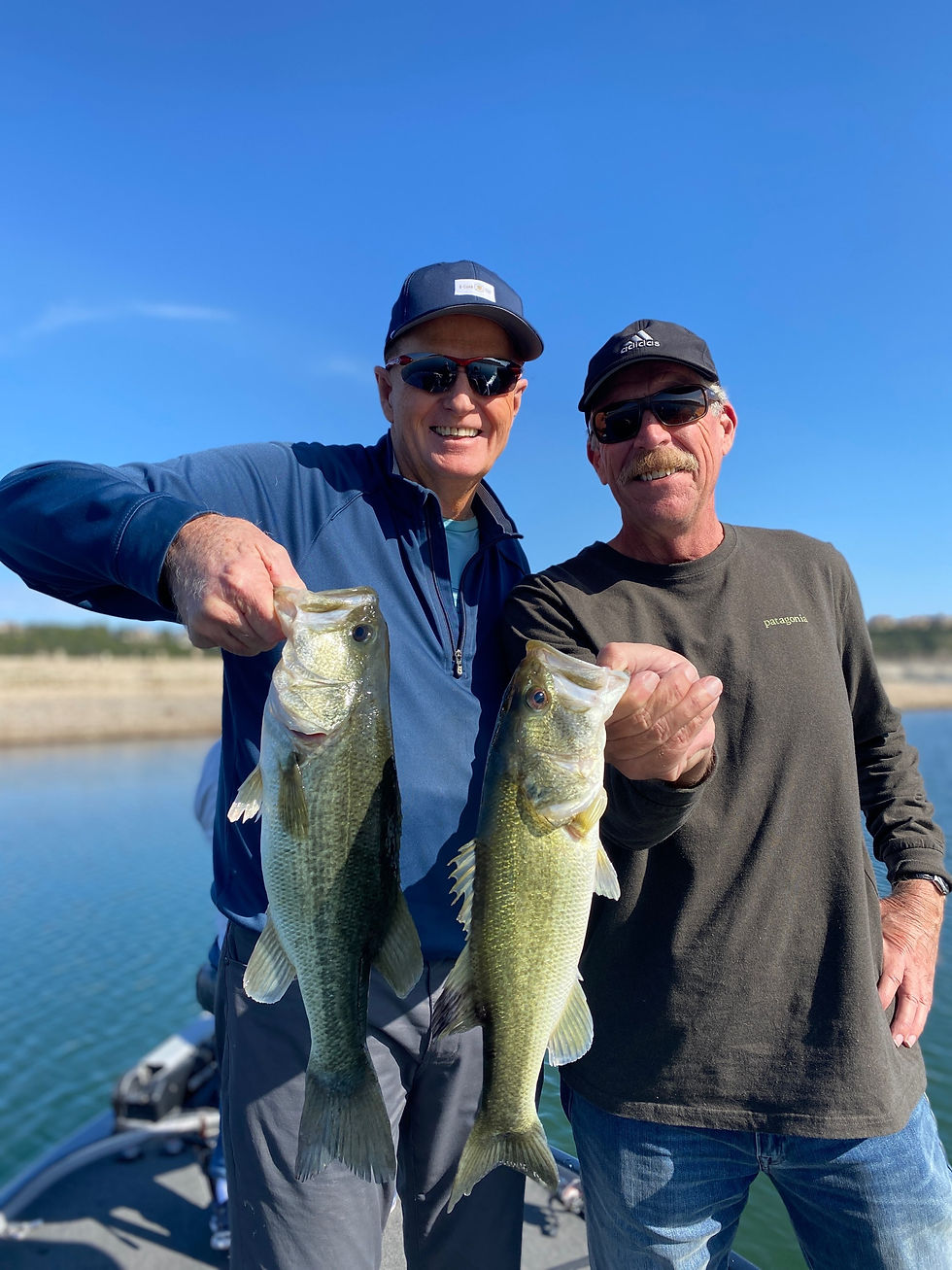 A couple of friends doubled up on some Lake Travis largemouth bass
