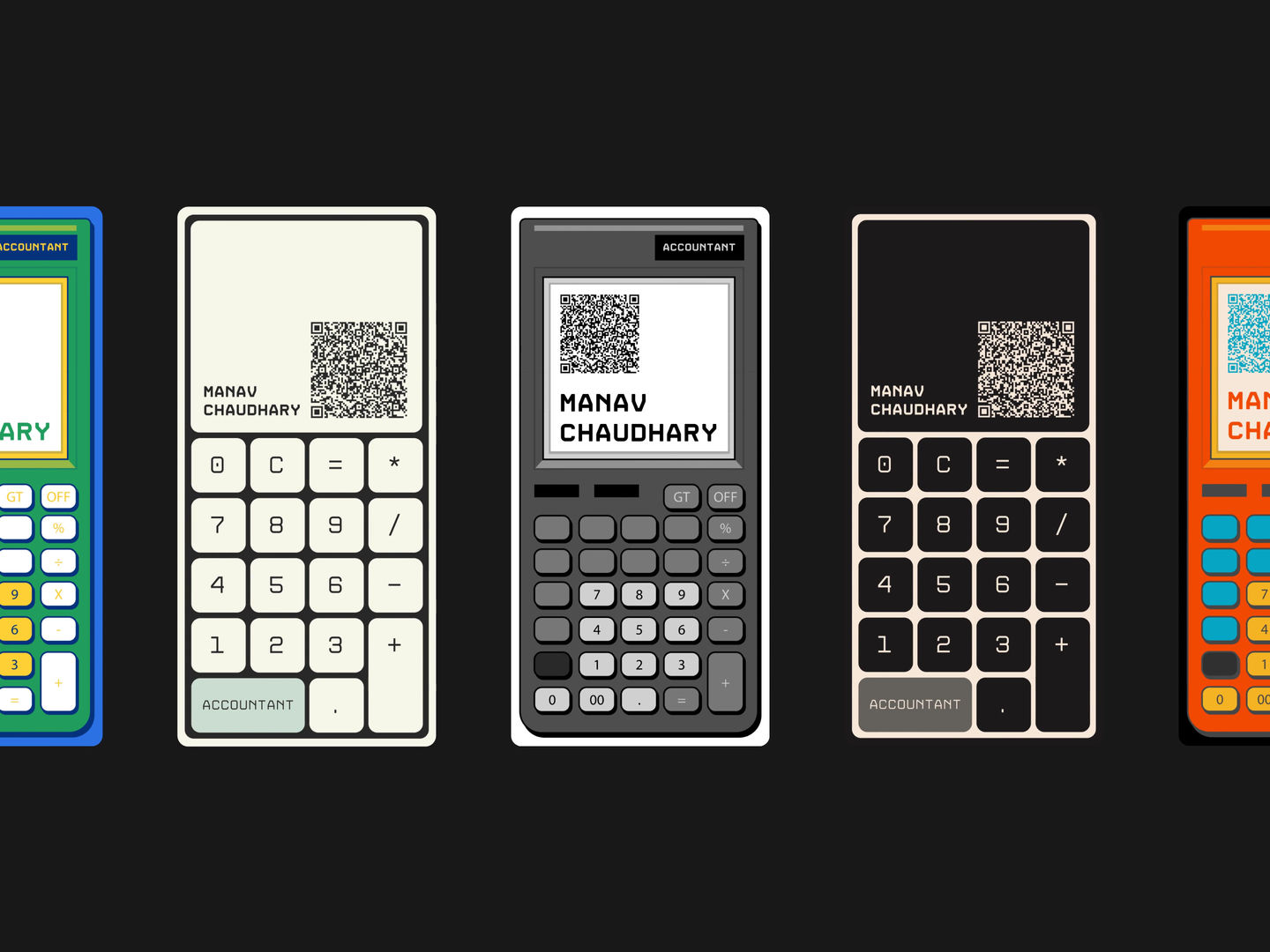 Digital business card Canva template with QR code for accountants, financial advisors, and consultants.