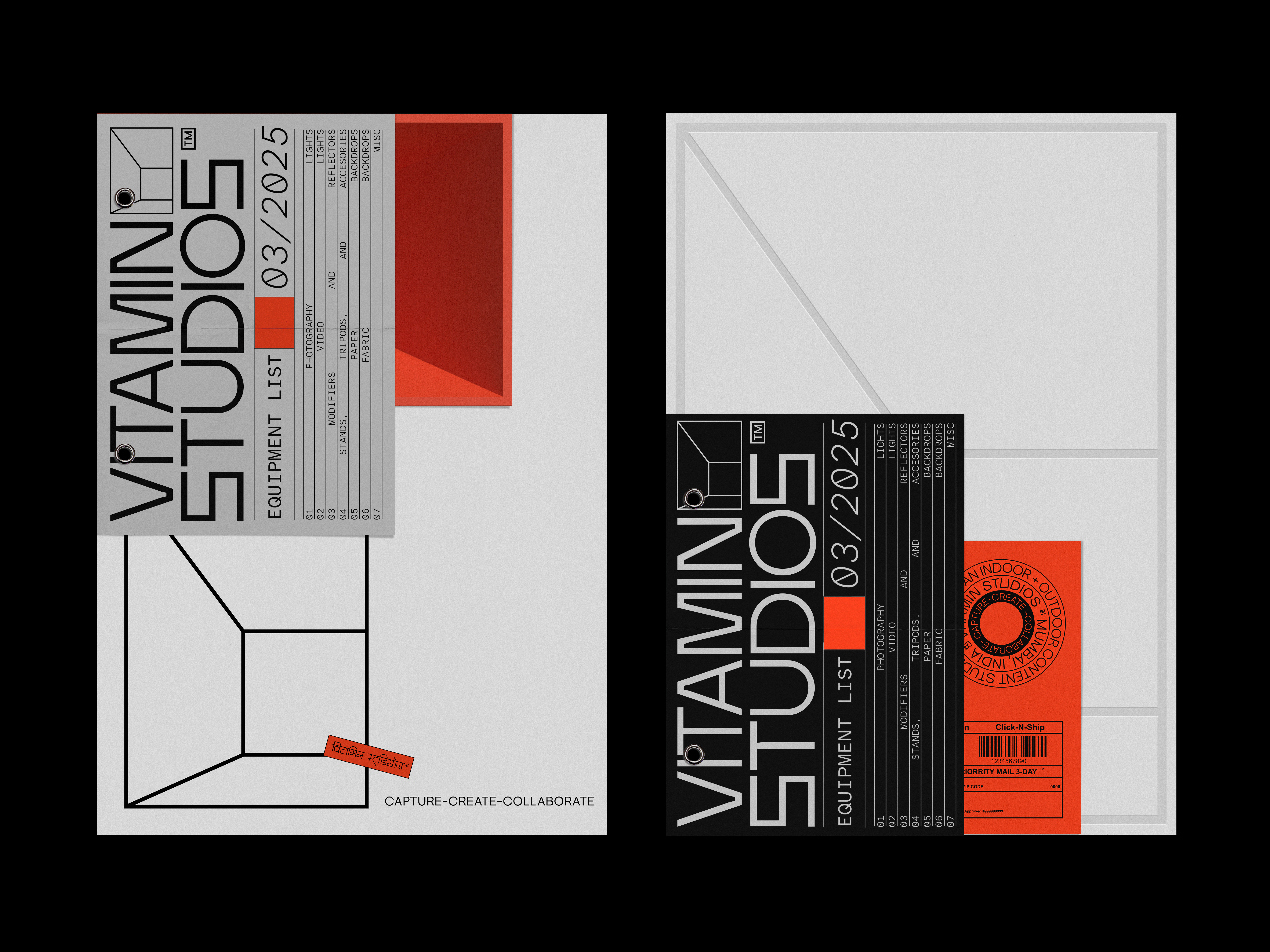 Vitamin Studios brand identity design
Brand refresh photography studio Mumbai
Visual identity system design
Custom Devanagari typography design
Brutalist brand design system
Modular logo design system
Photography studio branding Mumbai
Creative studio visual identity
Geometric brand system design
Brand guidelines design