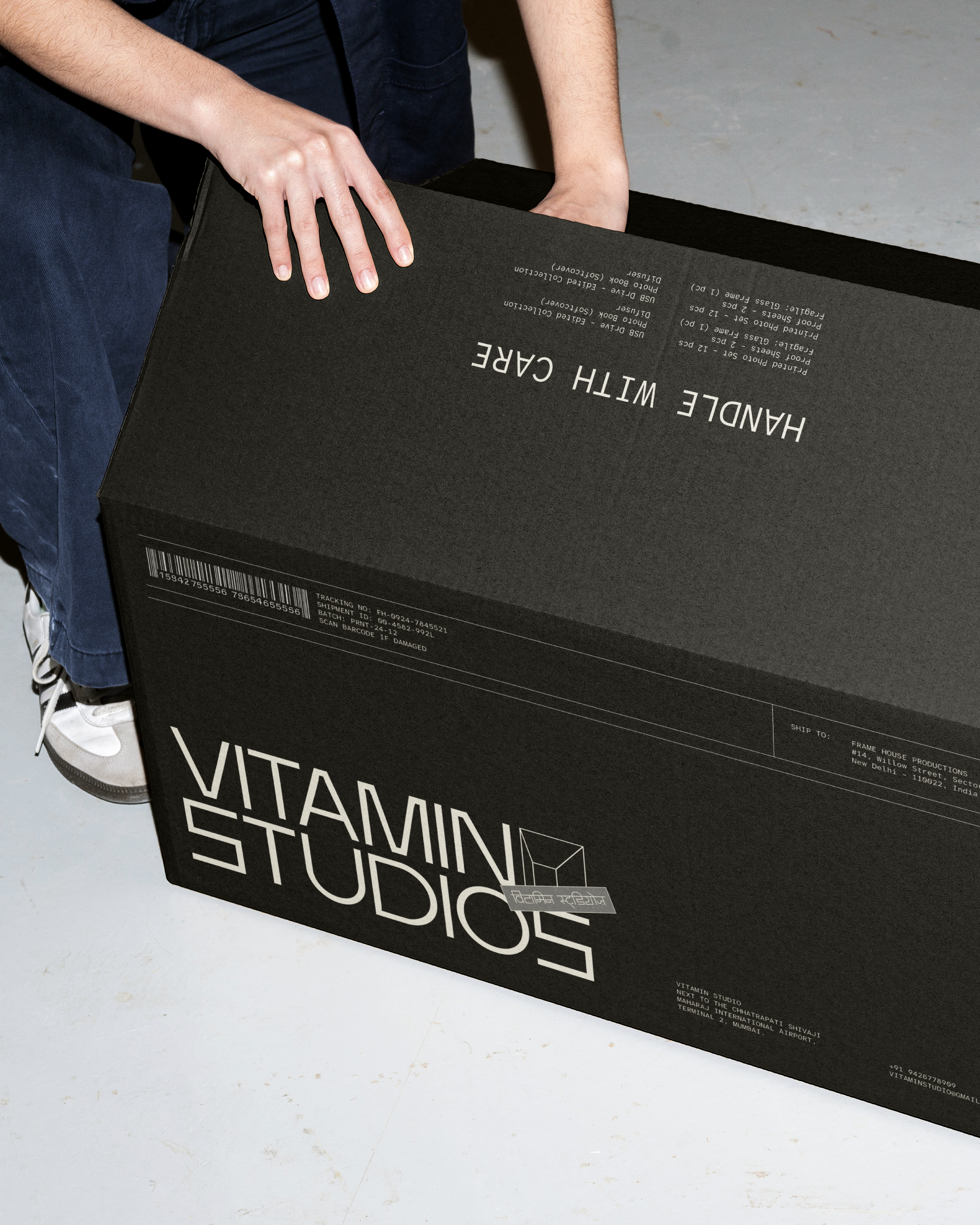 Vitamin Studios brand identity design
Brand refresh photography studio Mumbai
Visual identity system design
Custom Devanagari typography design
Brutalist brand design system
Modular logo design system
Photography studio branding Mumbai
Creative studio visual identity
Geometric brand system design
Brand guidelines design