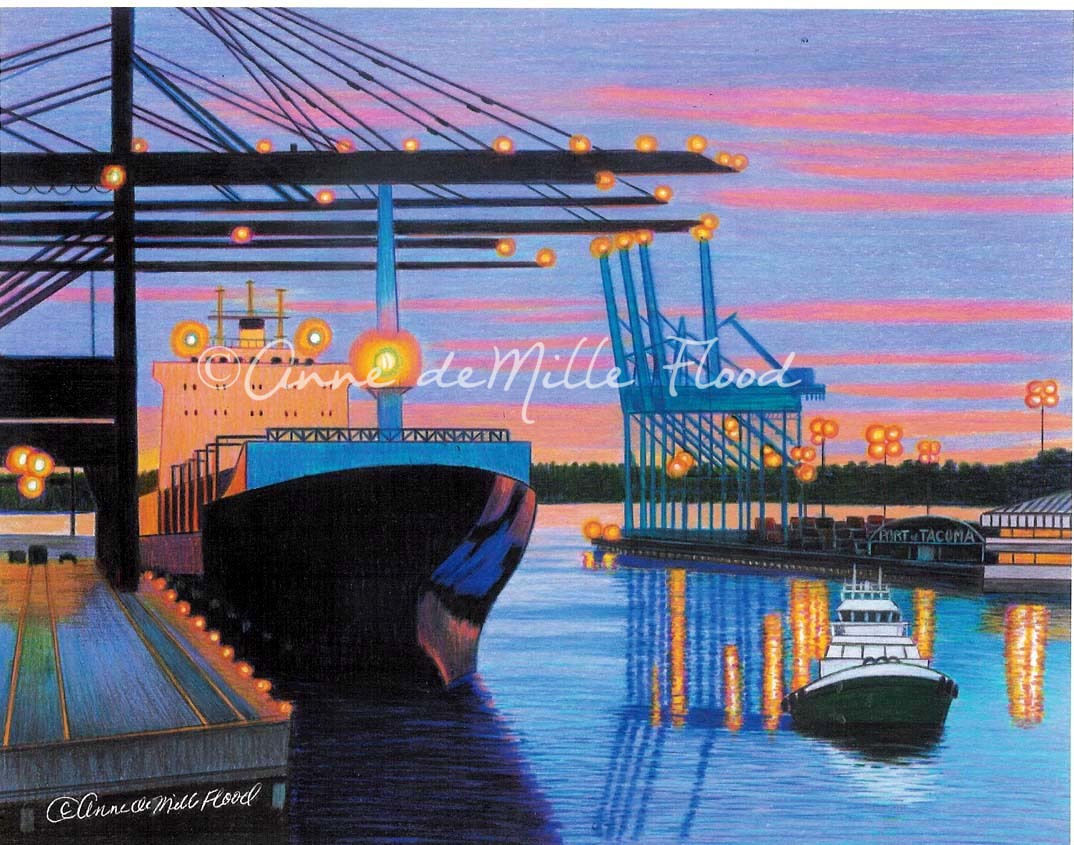 Port of Tacoma; 11"x14" Matted Print