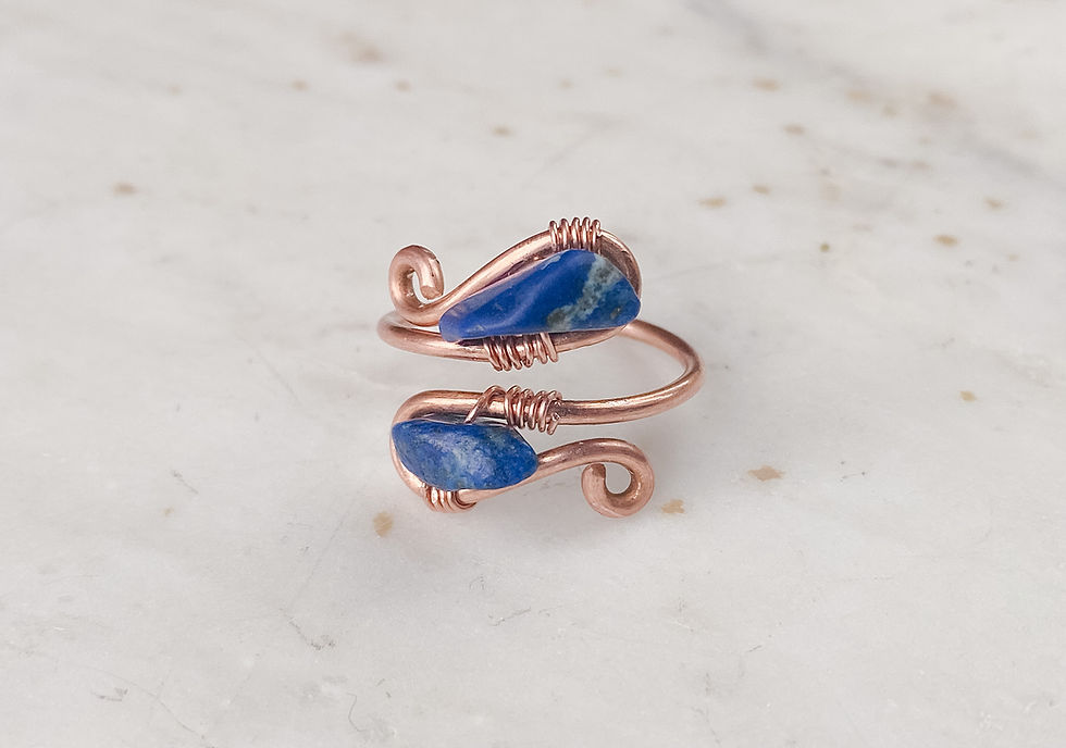 Thumbnail: Birthstone Gemstone Ring, Swirl Copper Knuckle Ring, Healing Zodiac Ring