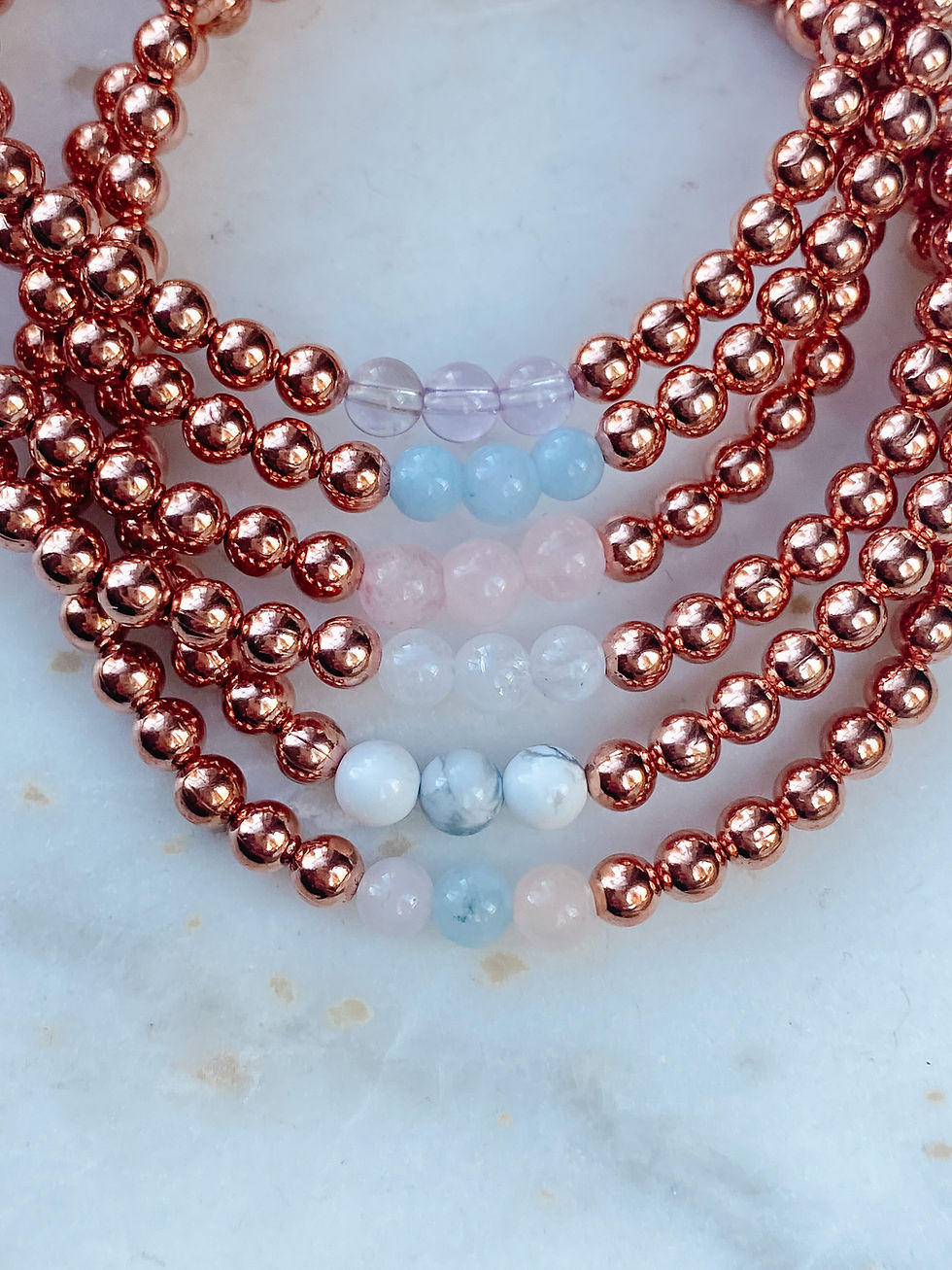 Thumbnail: Copper and Gemstone stack bracelet 