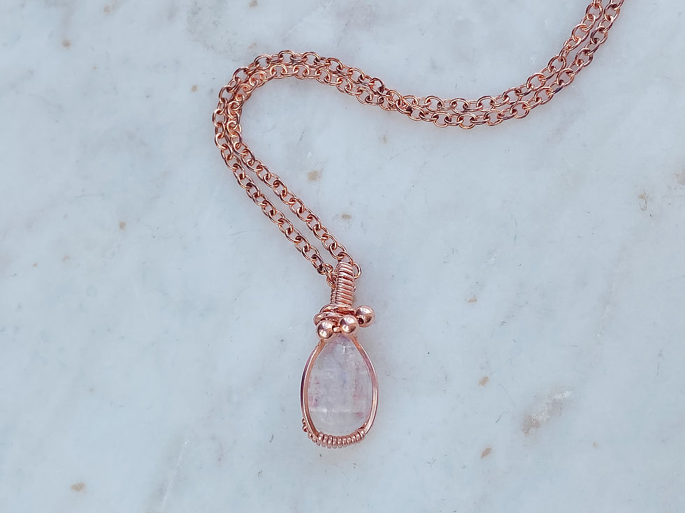 Thumbnail: Copper Wrapped Rainbow Moonstone Pendant