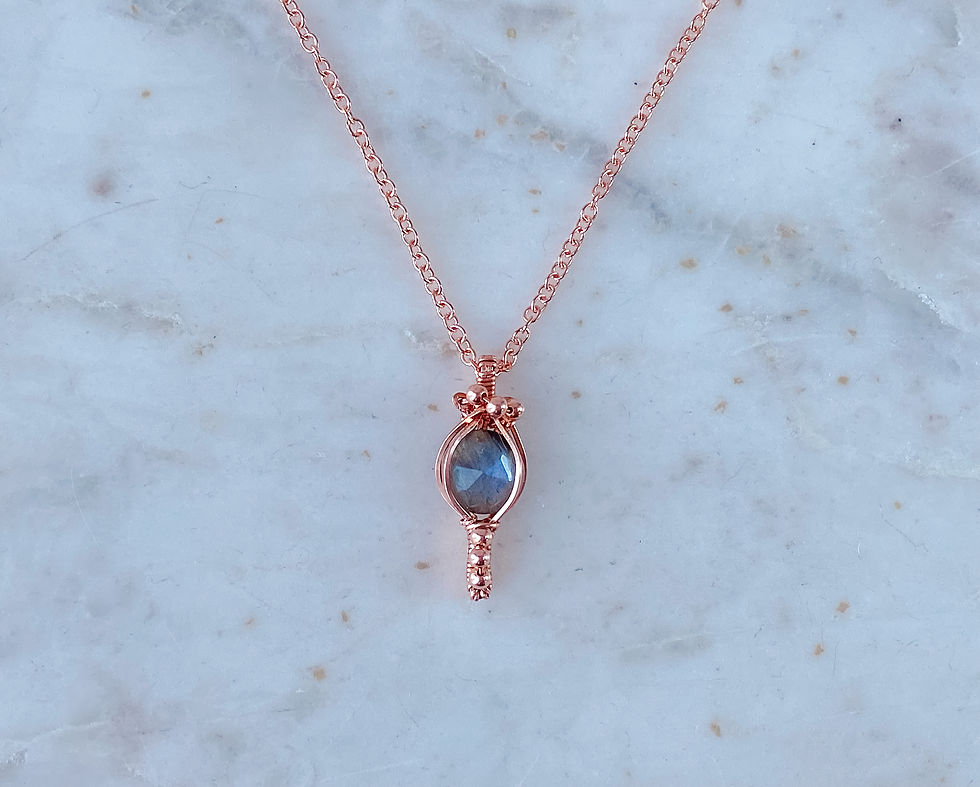 Thumbnail: Faceted Labradorite Copper Wrapped Pendant