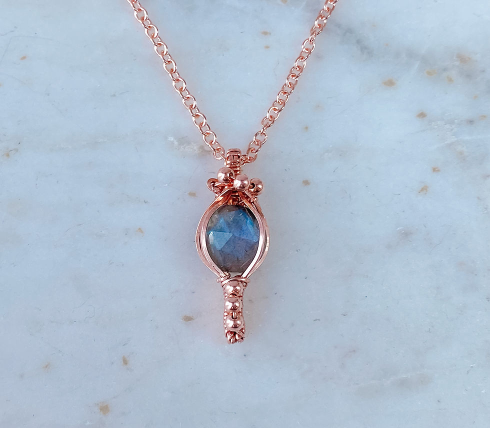 Thumbnail: Faceted Labradorite Copper Wrapped Pendant