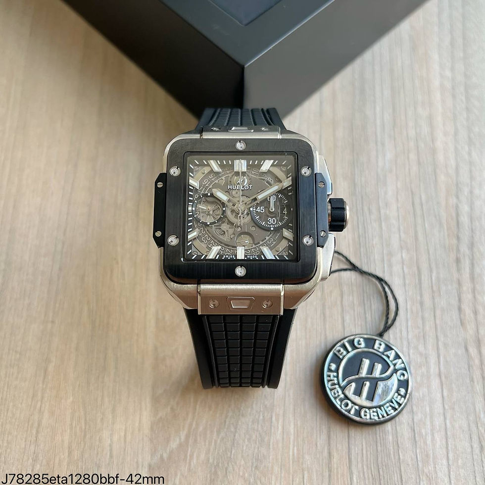 Miniatura: HUBLOT SQUARE BANG UNICO PRATA 42MM SUPER CLONE