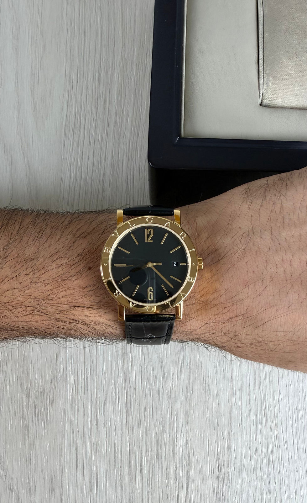 Miniatura: BVLGARI ROMA DOURADO PRETO COURO AUTOMATICO 38MM