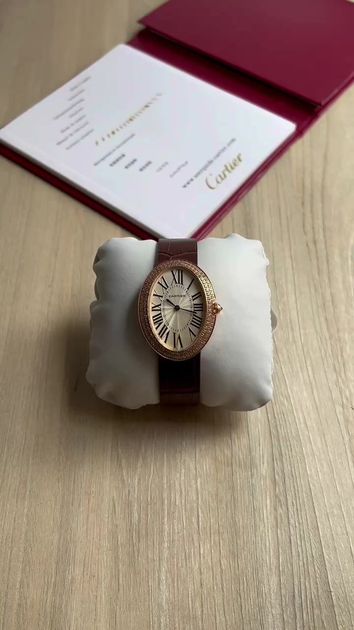 Miniatura: CARTIER BAIGNOIRE ROSE BRILHANTE COURO 30MM FEMININO