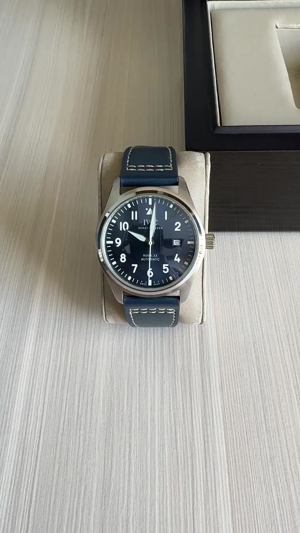 Miniatura: IWC MARK XVIII PRATA AZUL COURO AUTOMÁTICO 41MM