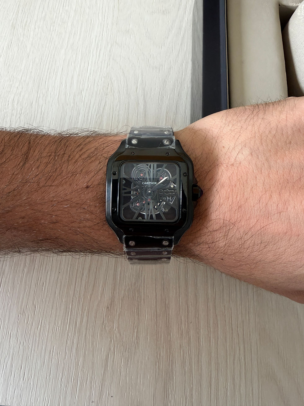 Miniatura: CARTIER SANTOS ESQUELETO PRETO 40MM X 47MM