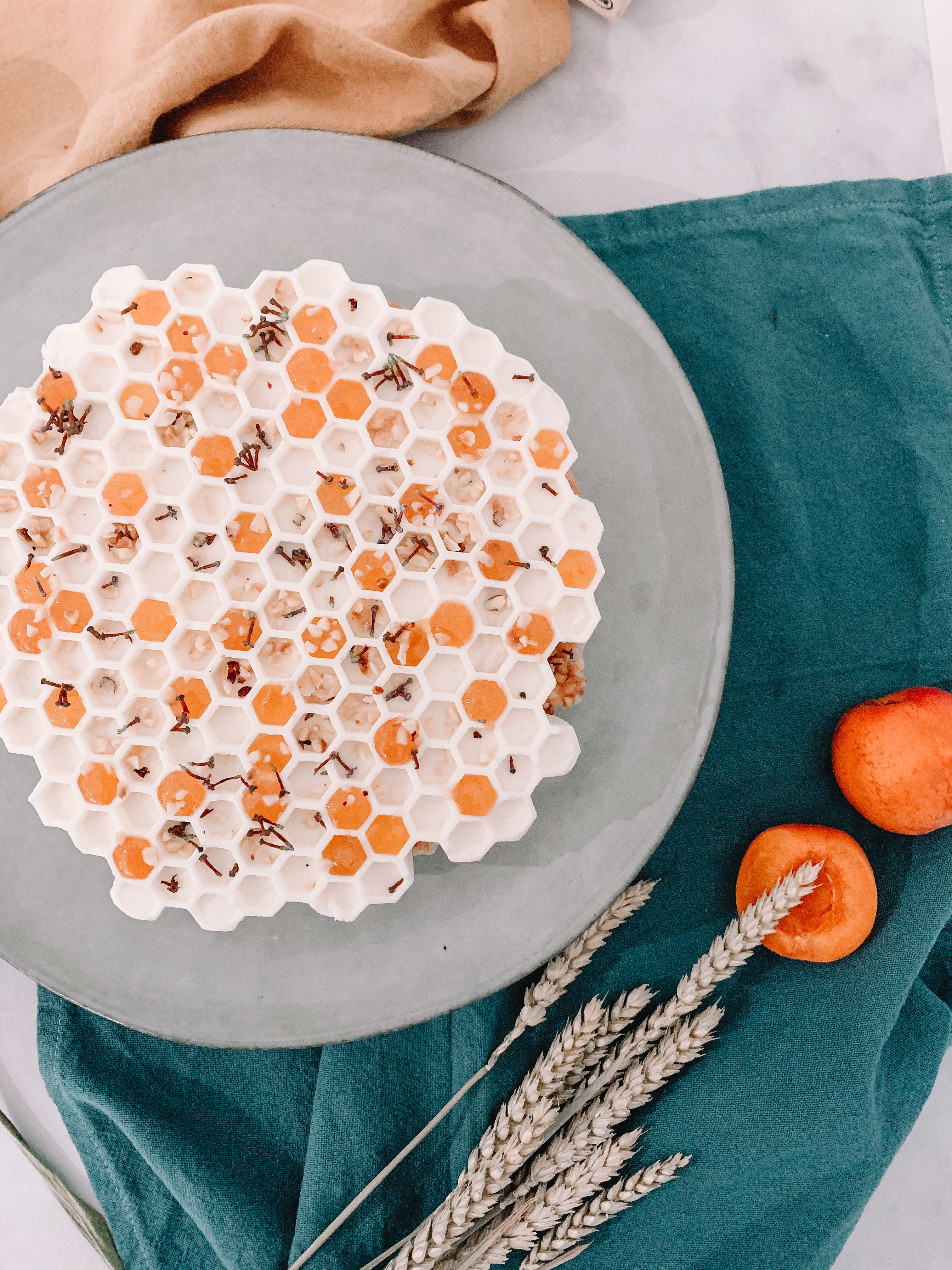 Entremet nougat, noisette et abricot