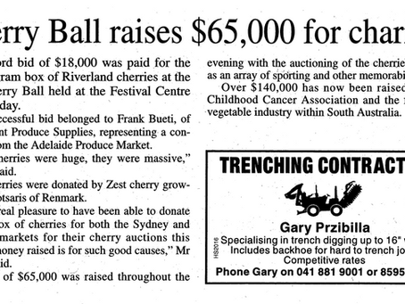 $18,000 Paid For 5KG Box Of Riverland Cherries At the 2000 Cherry Ball. 