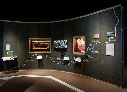 General view of the exhibition featuring Zelfo wetland fibre panels