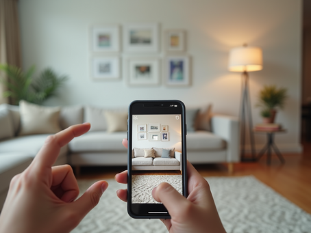 Augmented reality app showing furniture placement in a home