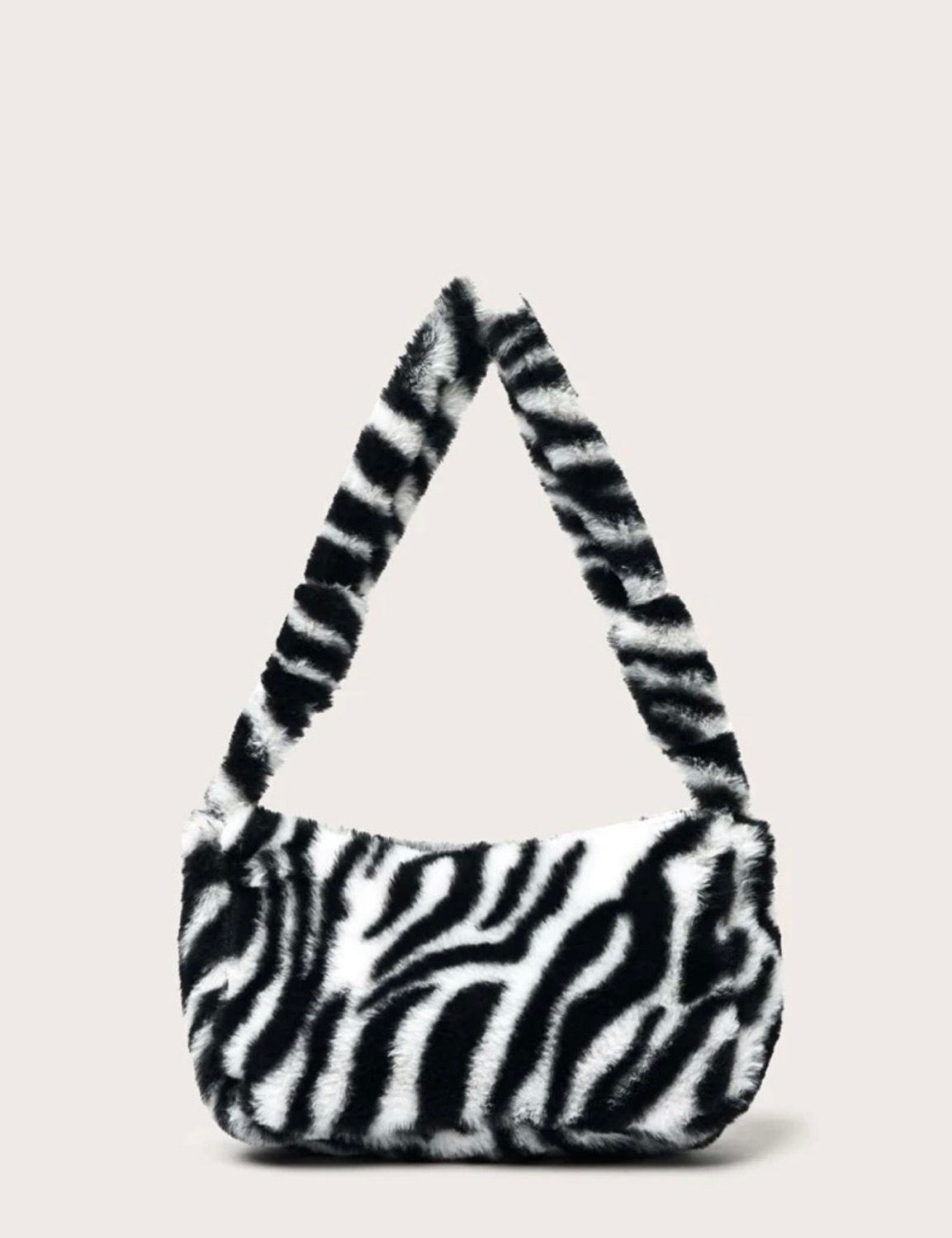 Zebra Print  Fluffy Baguette Bag
