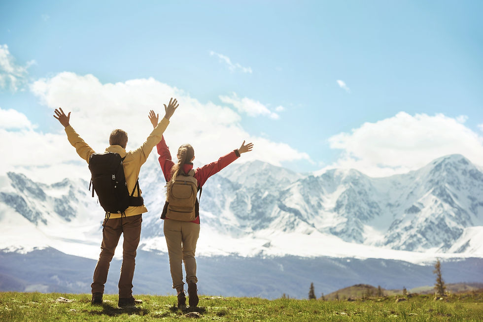 Couple hiking in the mountains