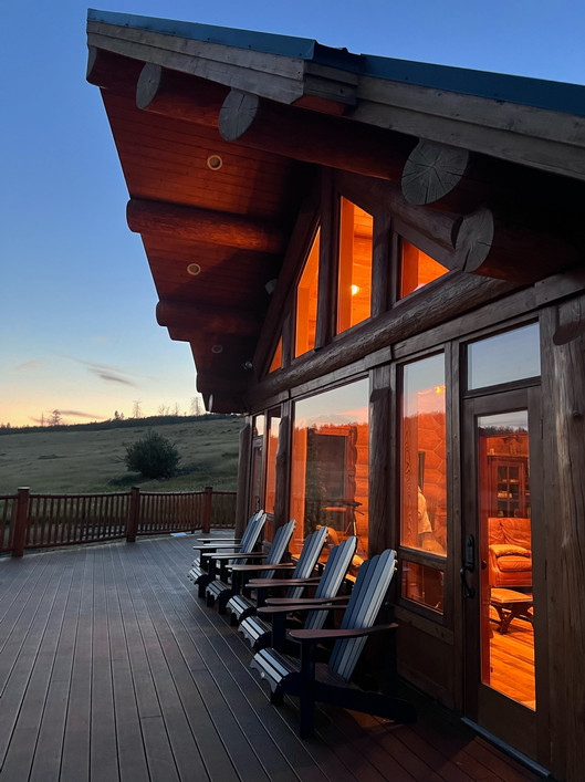 a house at sunset