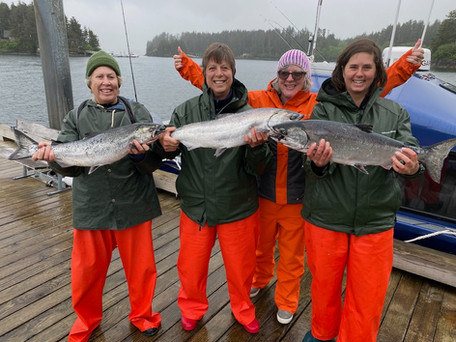 women fishing for salmon