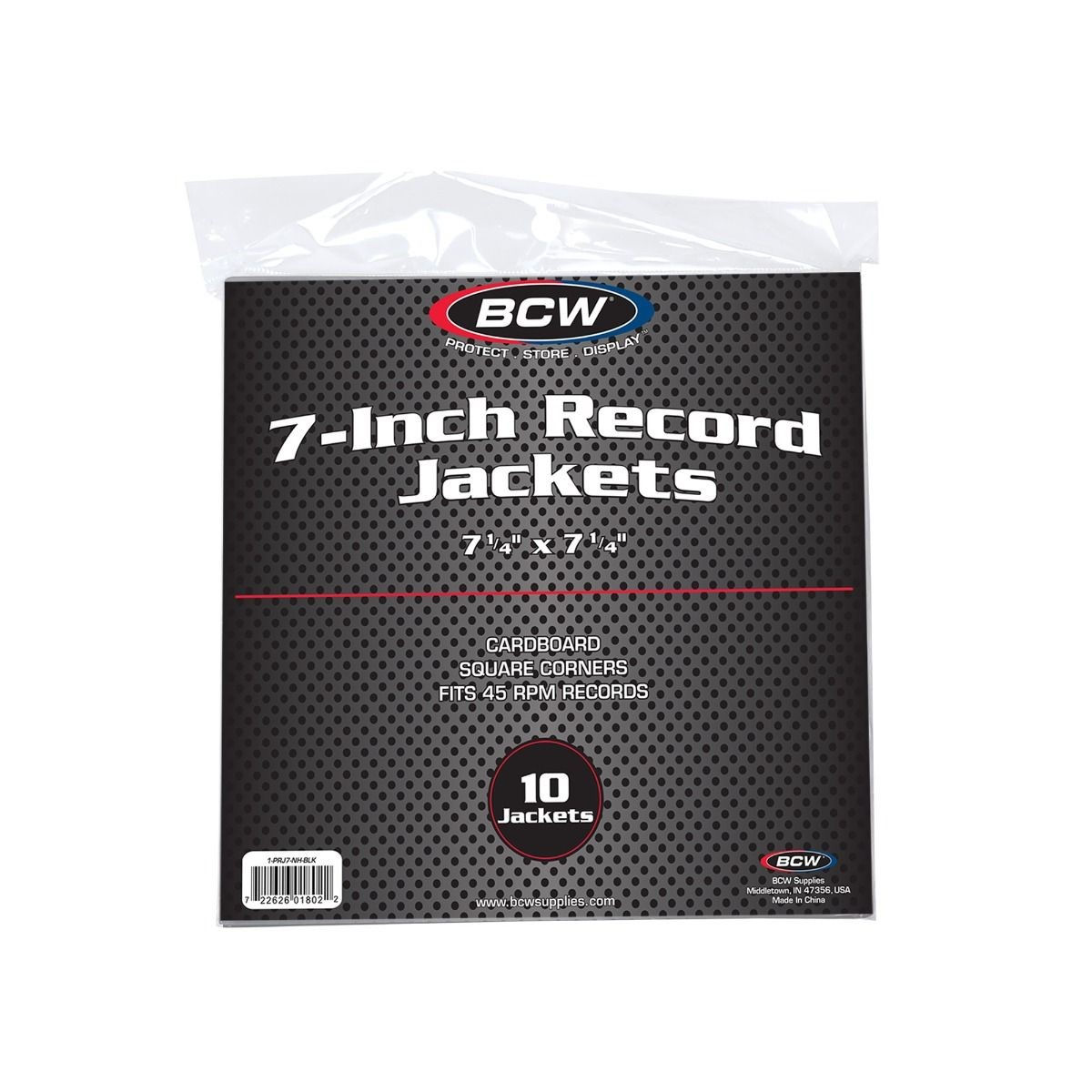 BCW Cardboard Record Jacket 7 Inch No Hole Black 10ct Pack