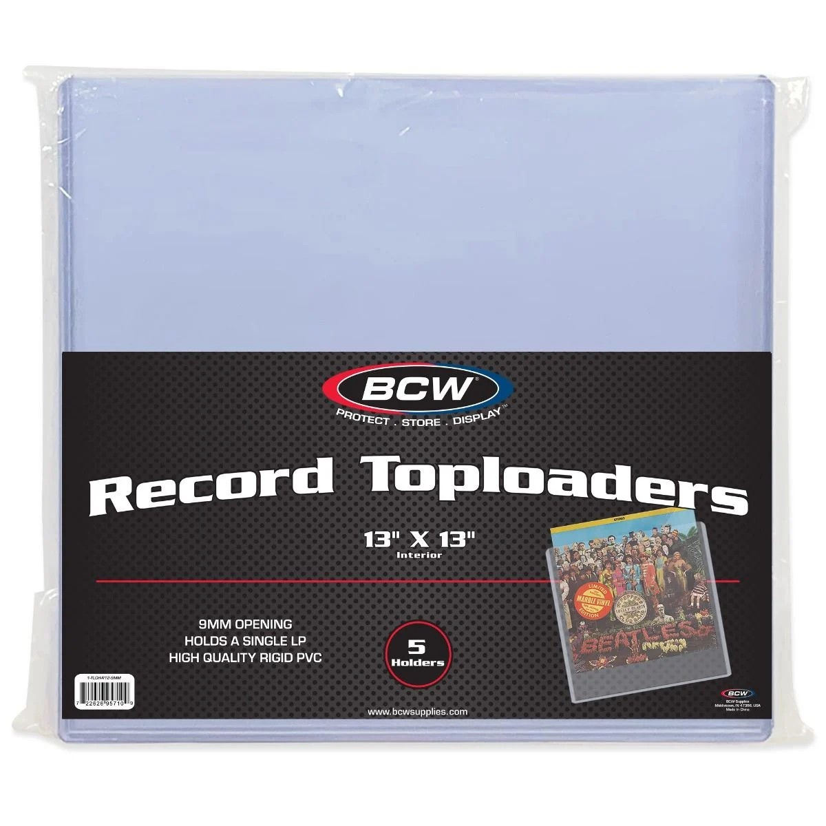 BCW 33RPM 12-Inch Record Toploader 9MM 5ct Pack