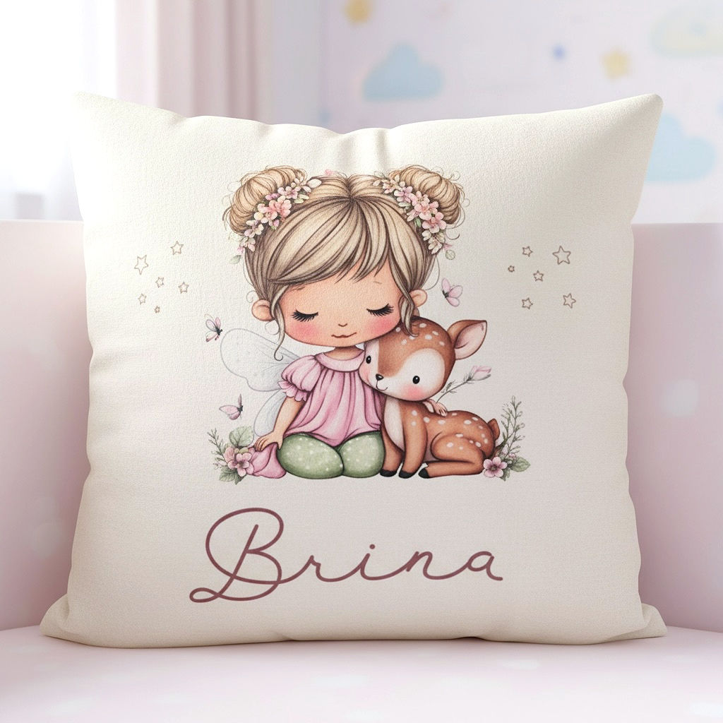 okrasna personalizirana blazina z motivom punčke