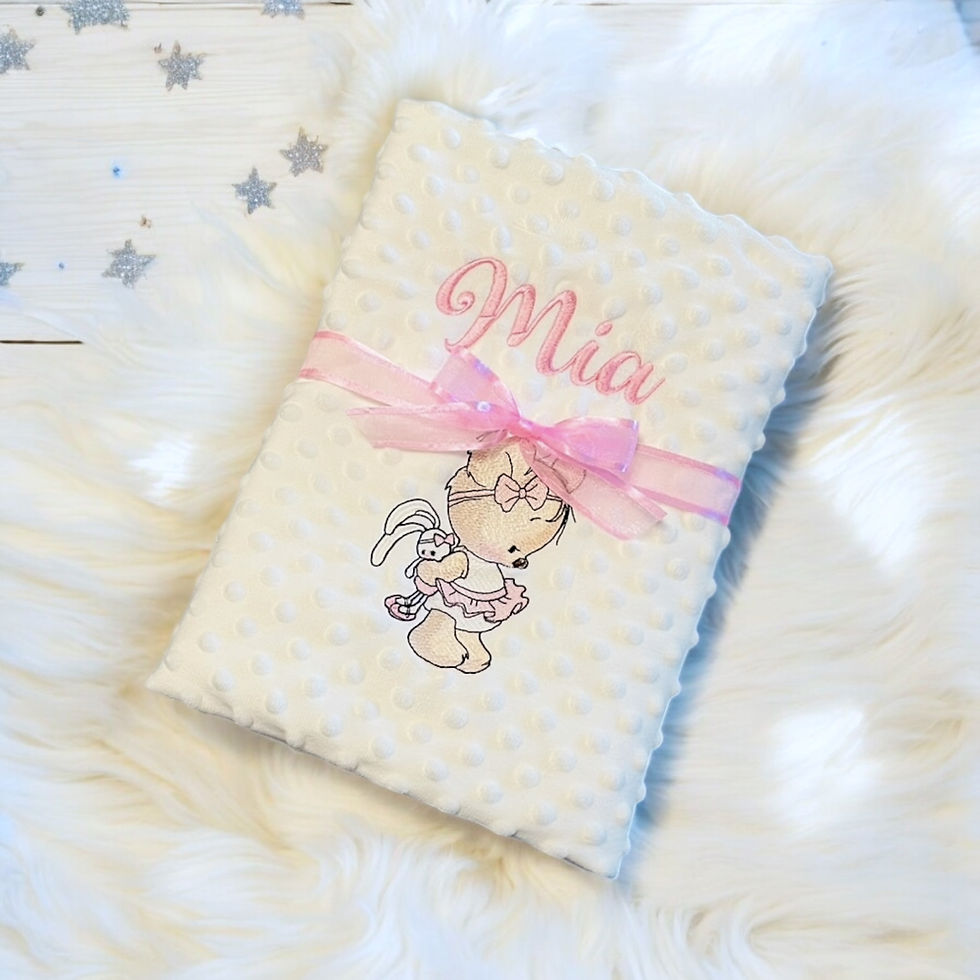 Mehka otroška odeja medvedka – personalizirana z datumom rojstva.