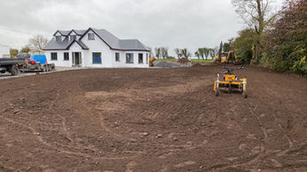 Land preparation around a newly built white house