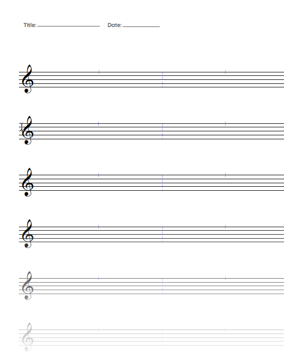 .נייר תווים 7 שורות עם כותרת ותאריך