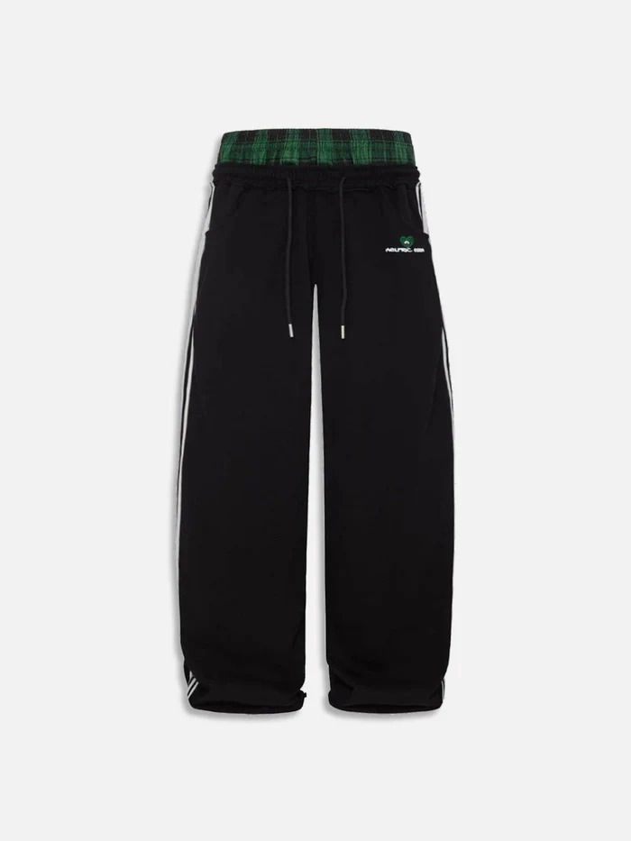 Thumbnail: Retro Plaid Embroidered Casual Pants
