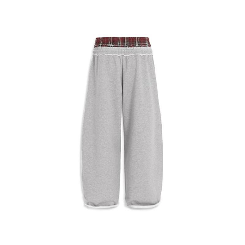 Thumbnail: Retro Plaid Embroidered Casual Pants