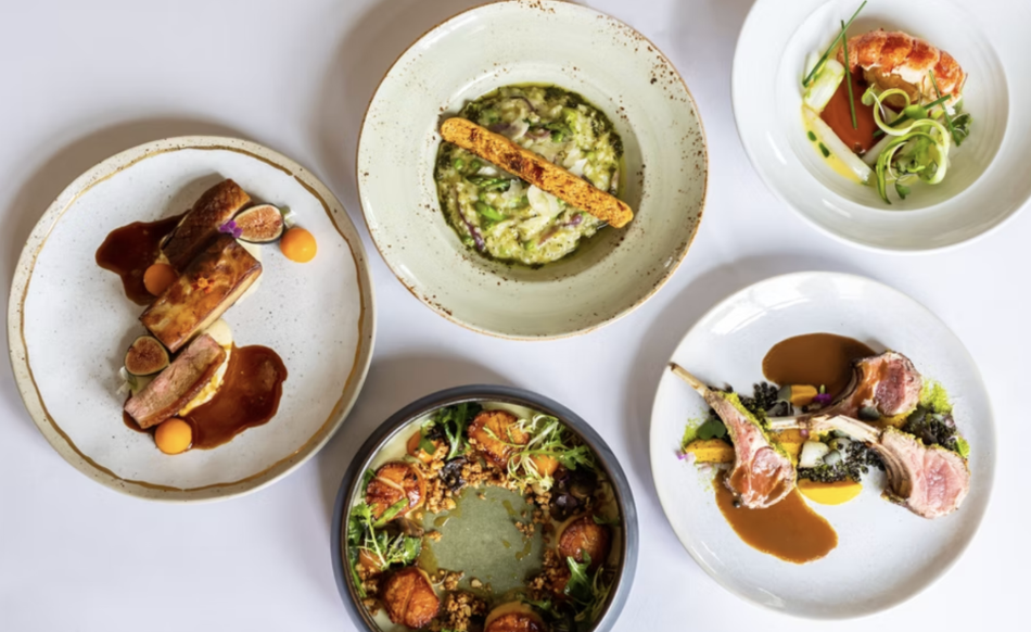 Table set for a private four-course dinner for two at Mirbeau Plymouth