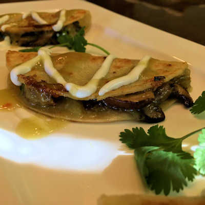 Mushroom Cilantro Green Chili Quesadillas