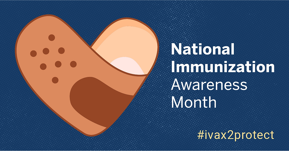 The CDC has designated the month of August as National Immunization Awareness Month. This image depicts a cartoon bandage.